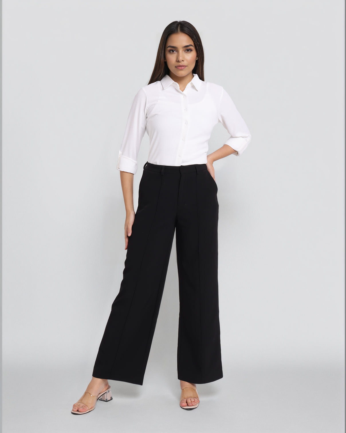 Style Quotient Women Solid White Formal polyester Shirt-Shirts-StyleQuotient