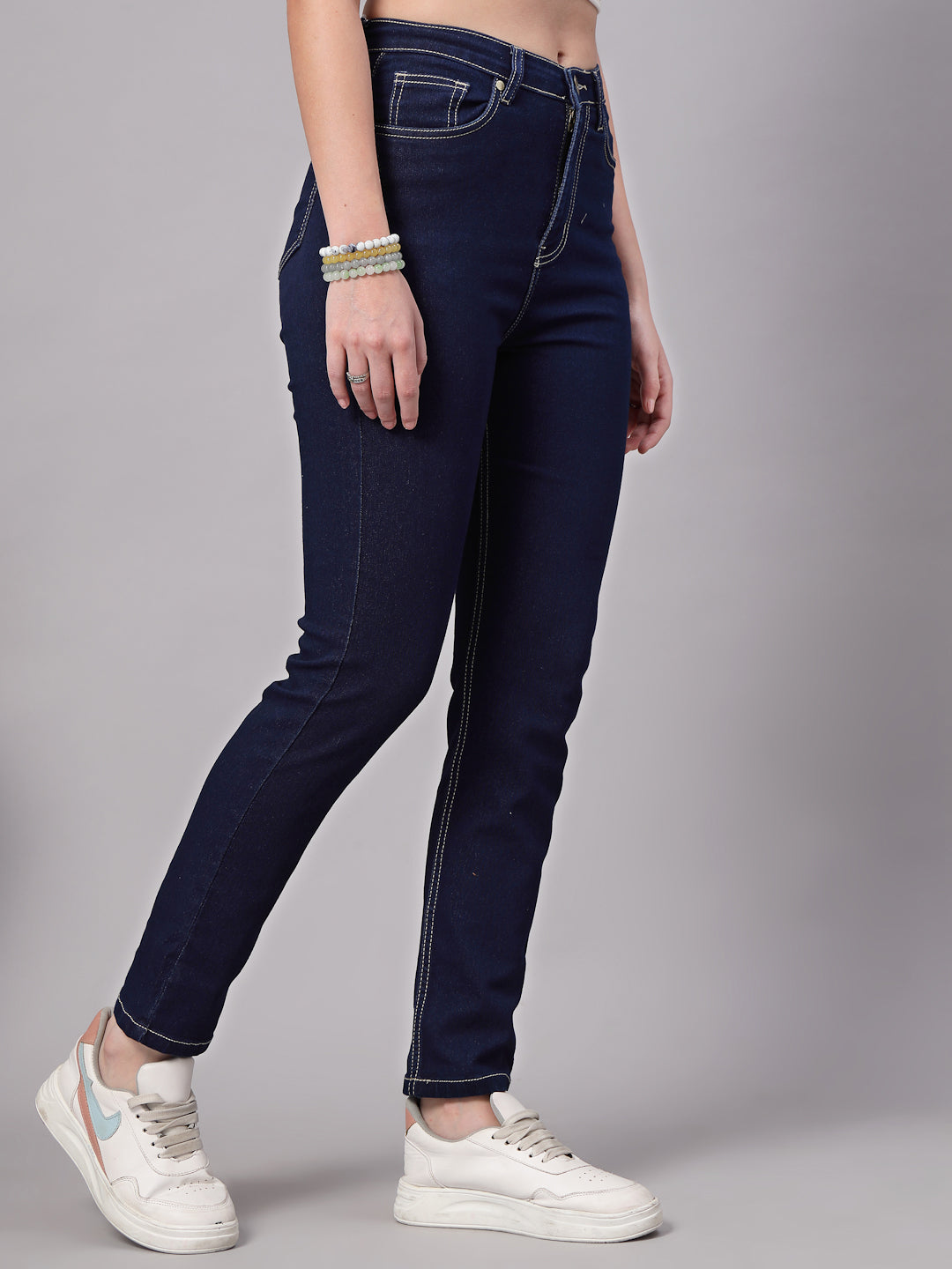Style Quotient Women Dark Blue Slim Fit High Rise Stretchable Jeans-Jeans-StyleQuotient