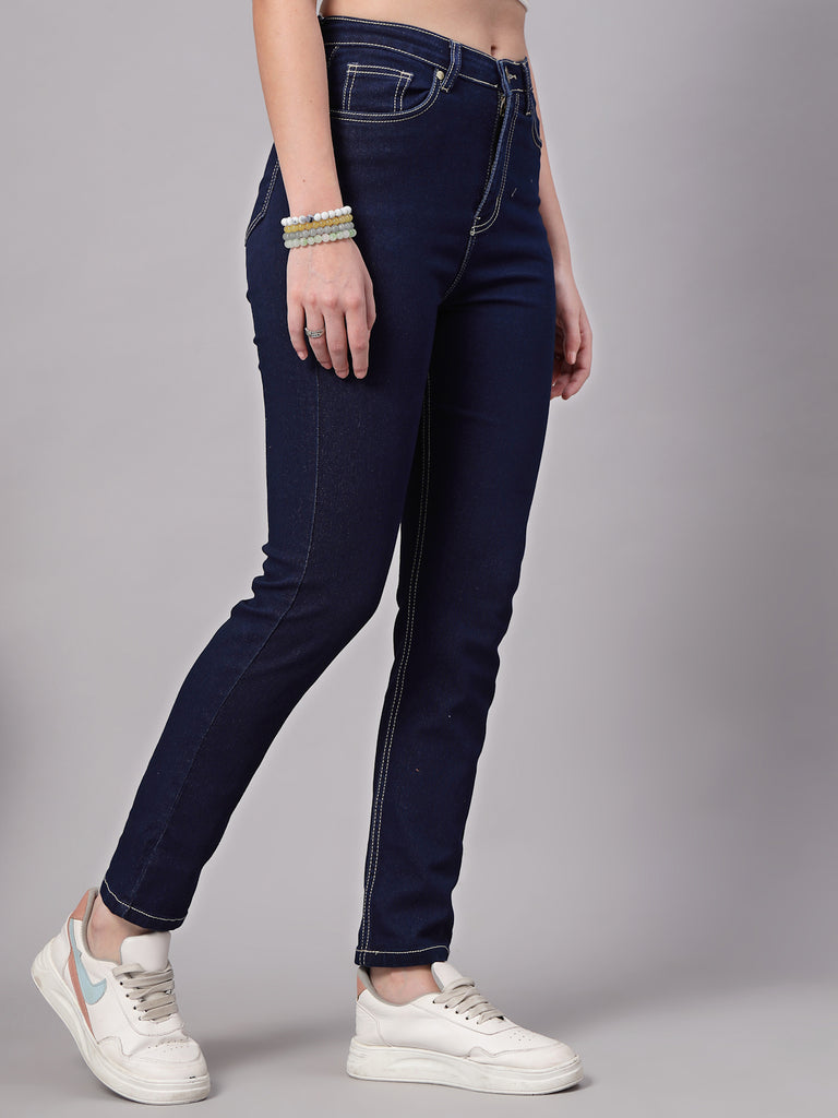 Style Quotient Women Dark Blue Slim Fit High Rise Stretchable Jeans-Jeans-StyleQuotient