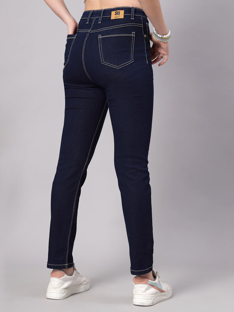 Style Quotient Women Dark Blue Slim Fit High Rise Stretchable Jeans-Jeans-StyleQuotient