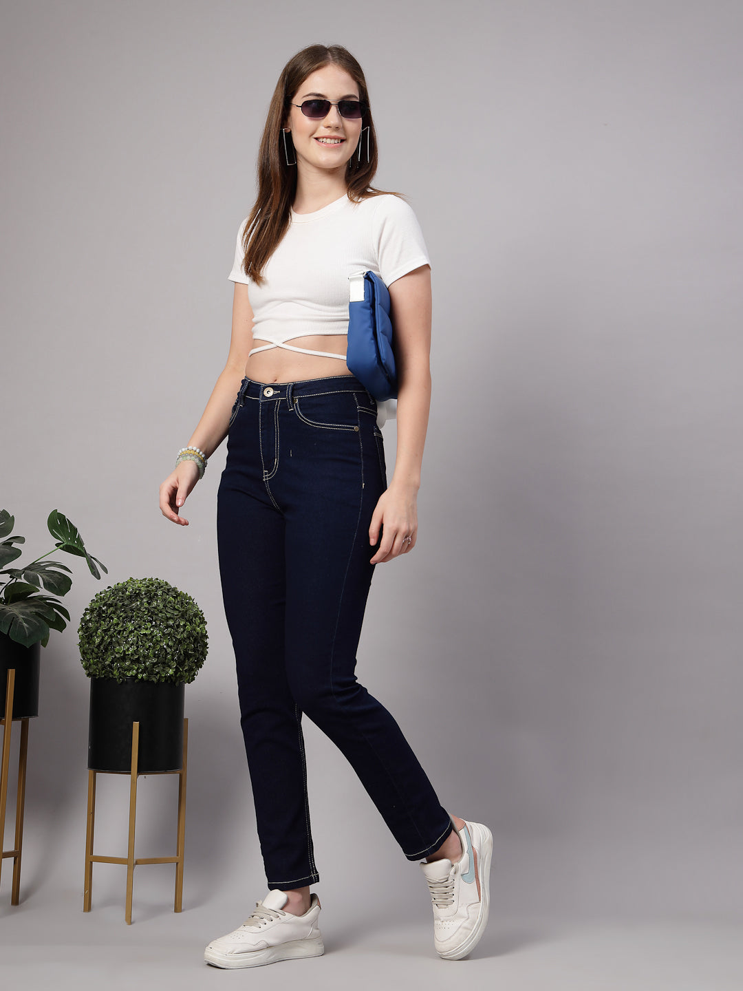 Style Quotient Women Dark Blue Slim Fit High Rise Stretchable Jeans-Jeans-StyleQuotient