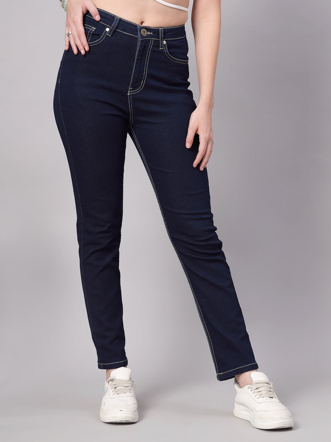 Style Quotient Women Dark Blue Slim Fit High Rise Stretchable Jeans-Jeans-StyleQuotient
