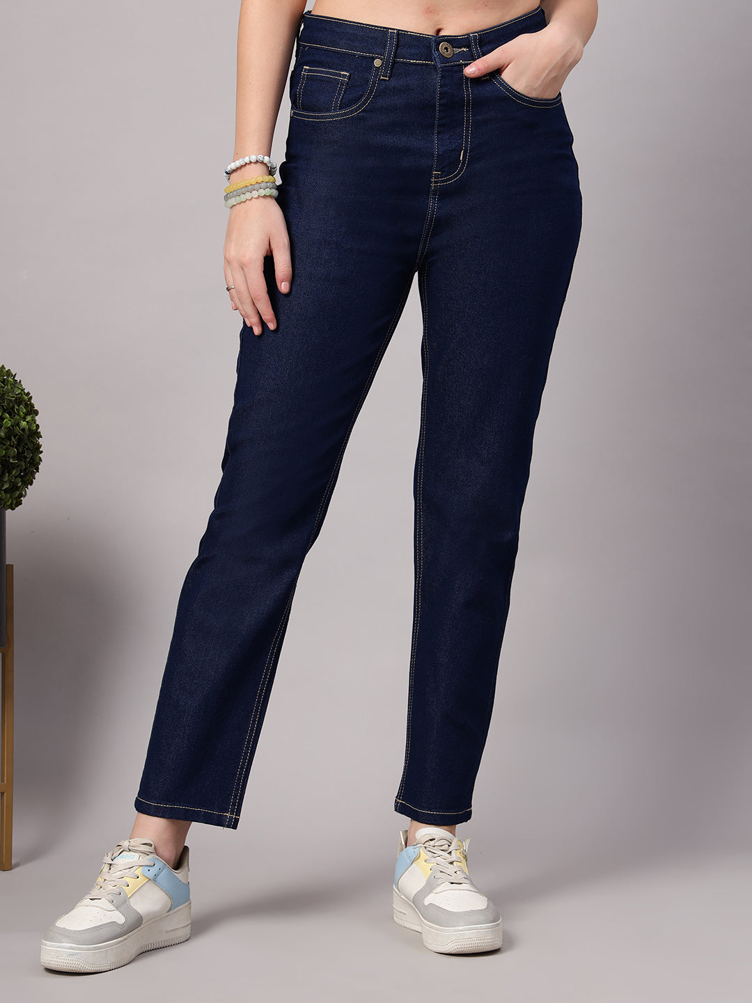 Style Quotient Women Dark Blue Regular Fit High Rise Stretchable Jeans-Jeans-StyleQuotient