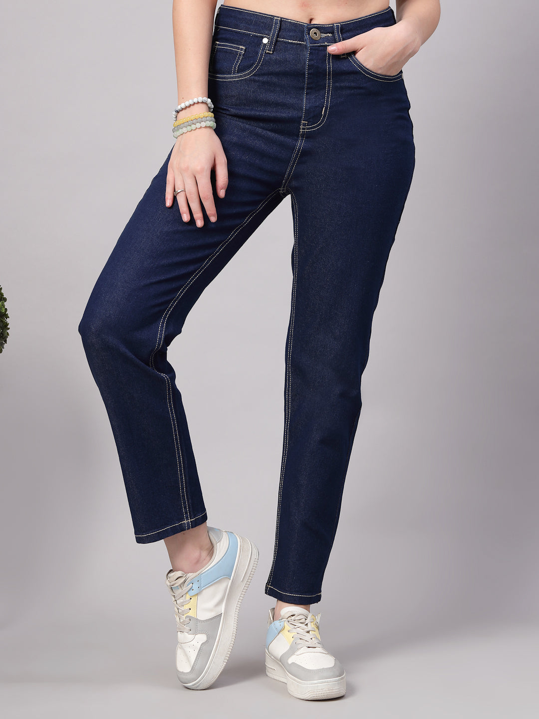 Style Quotient Women Dark Blue Regular Fit High Rise Stretchable Jeans-Jeans-StyleQuotient