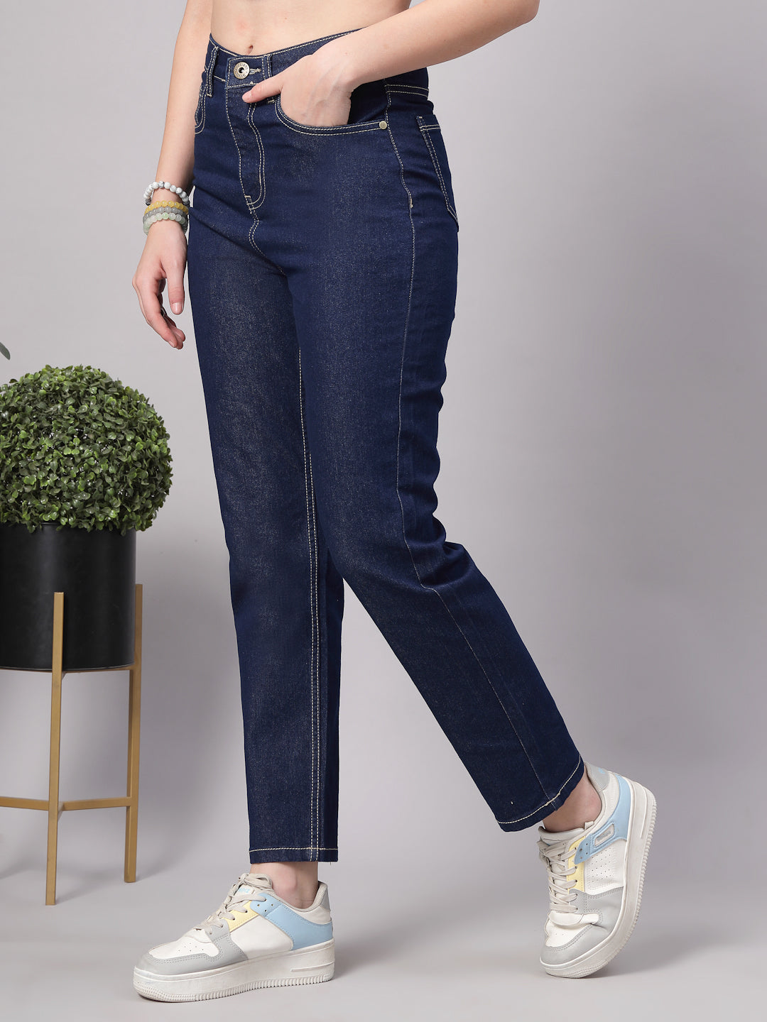 Style Quotient Women Dark Blue Regular Fit High Rise Stretchable Jeans-Jeans-StyleQuotient