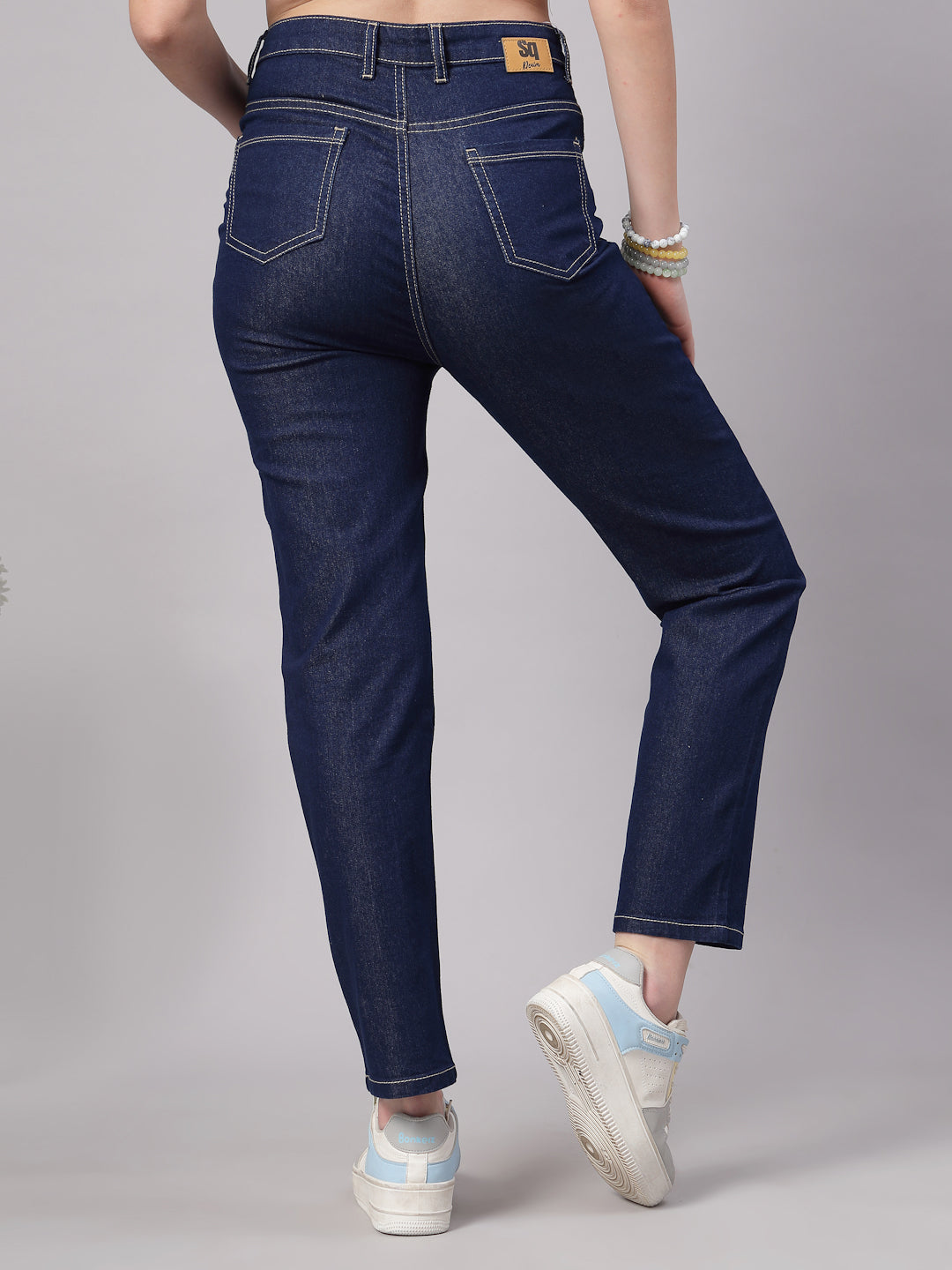 Style Quotient Women Dark Blue Regular Fit High Rise Stretchable Jeans-Jeans-StyleQuotient