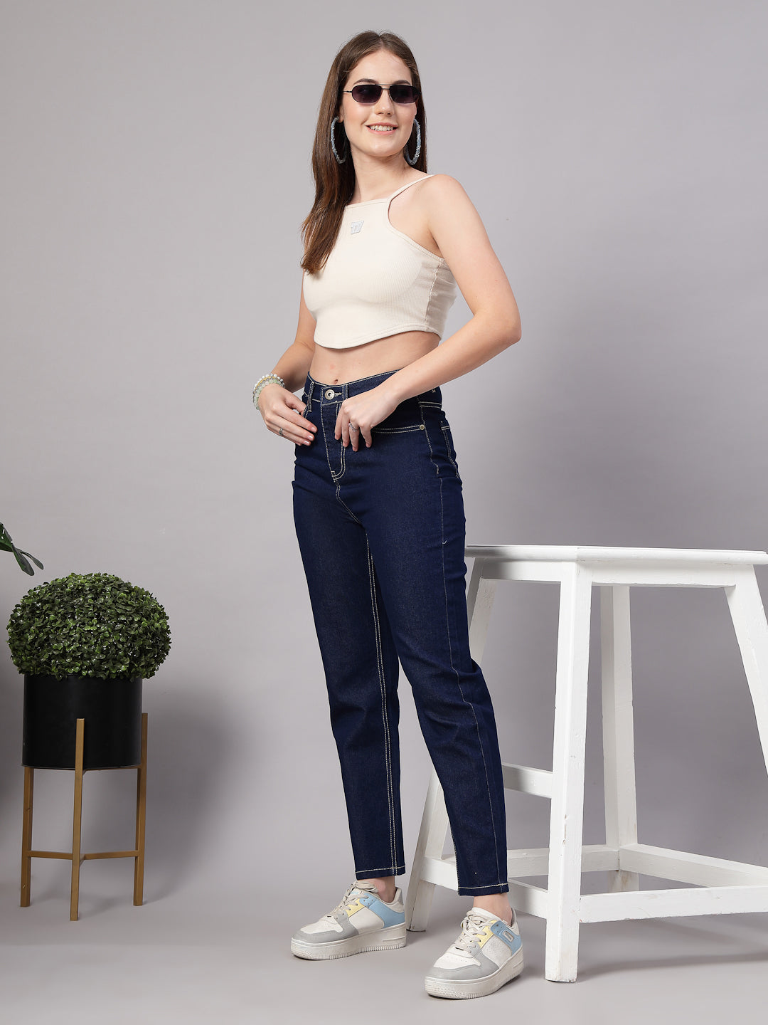 Style Quotient Women Dark Blue Regular Fit High Rise Stretchable Jeans-Jeans-StyleQuotient