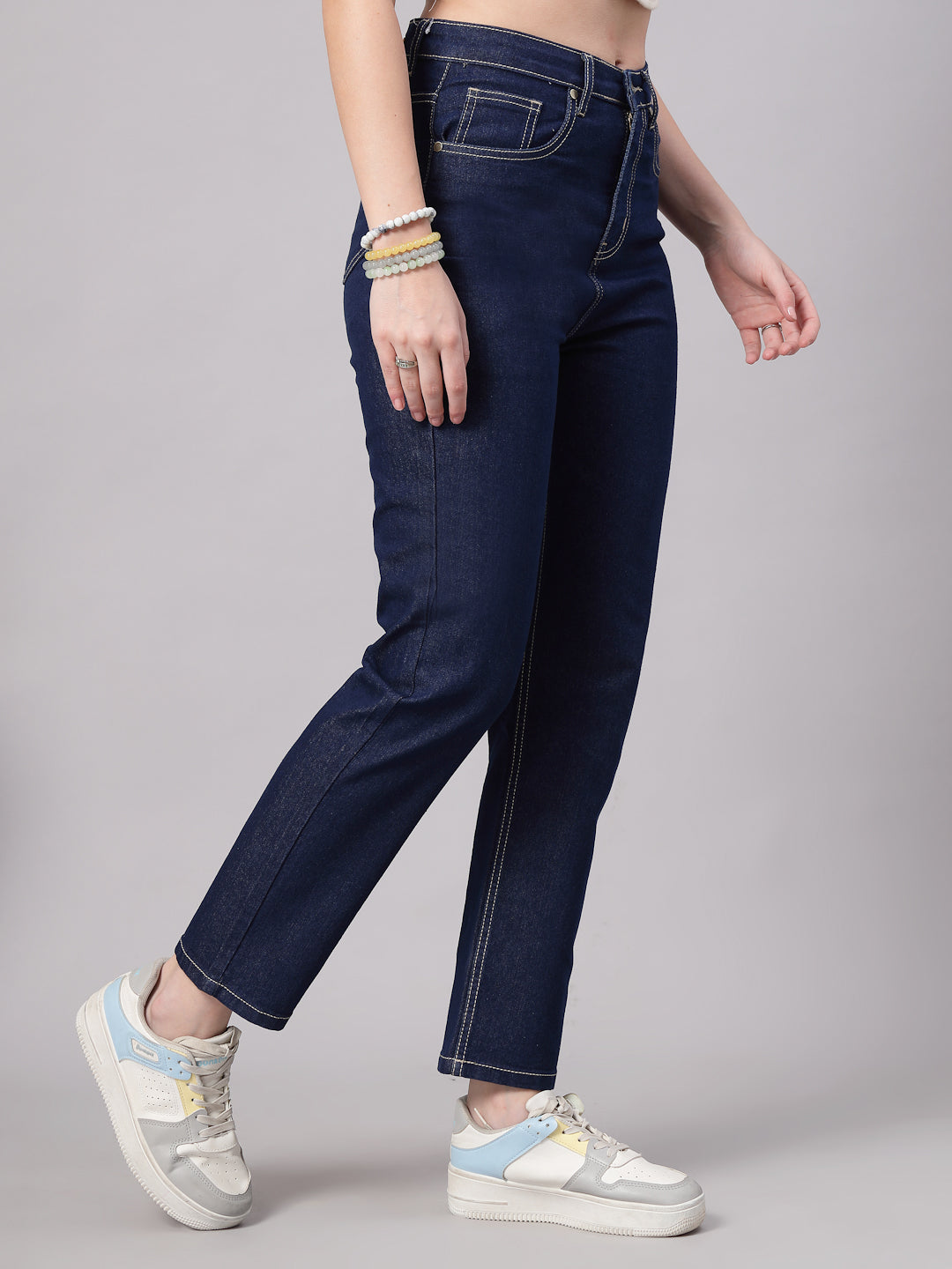 Style Quotient Women Dark Blue Regular Fit High Rise Stretchable Jeans-Jeans-StyleQuotient