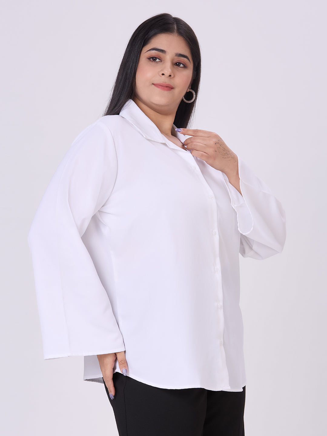 Style Quotient Women White Polymoss Formal Shirt-Shirts-StyleQuotient