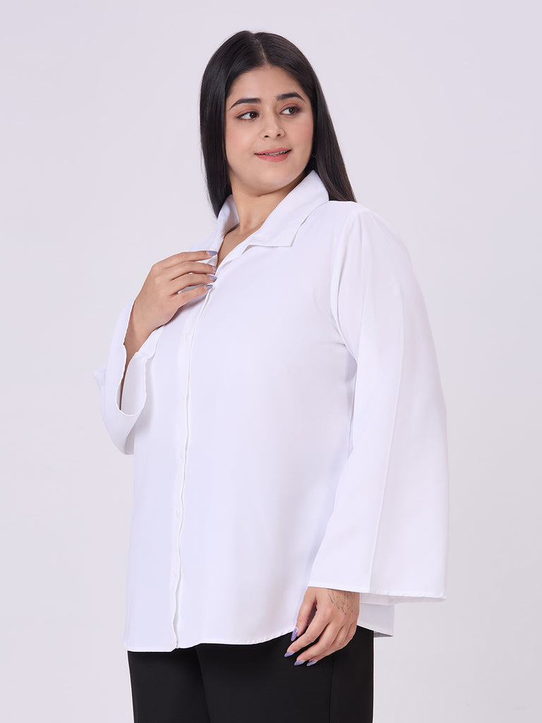 Style Quotient Women White Polymoss Formal Shirt-Shirts-StyleQuotient