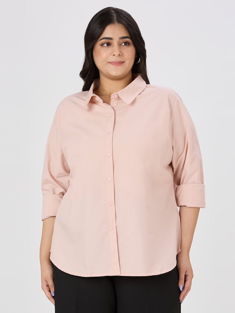 Style Quotient Women Nude Polycotton Formal Shirt-Shirts-StyleQuotient