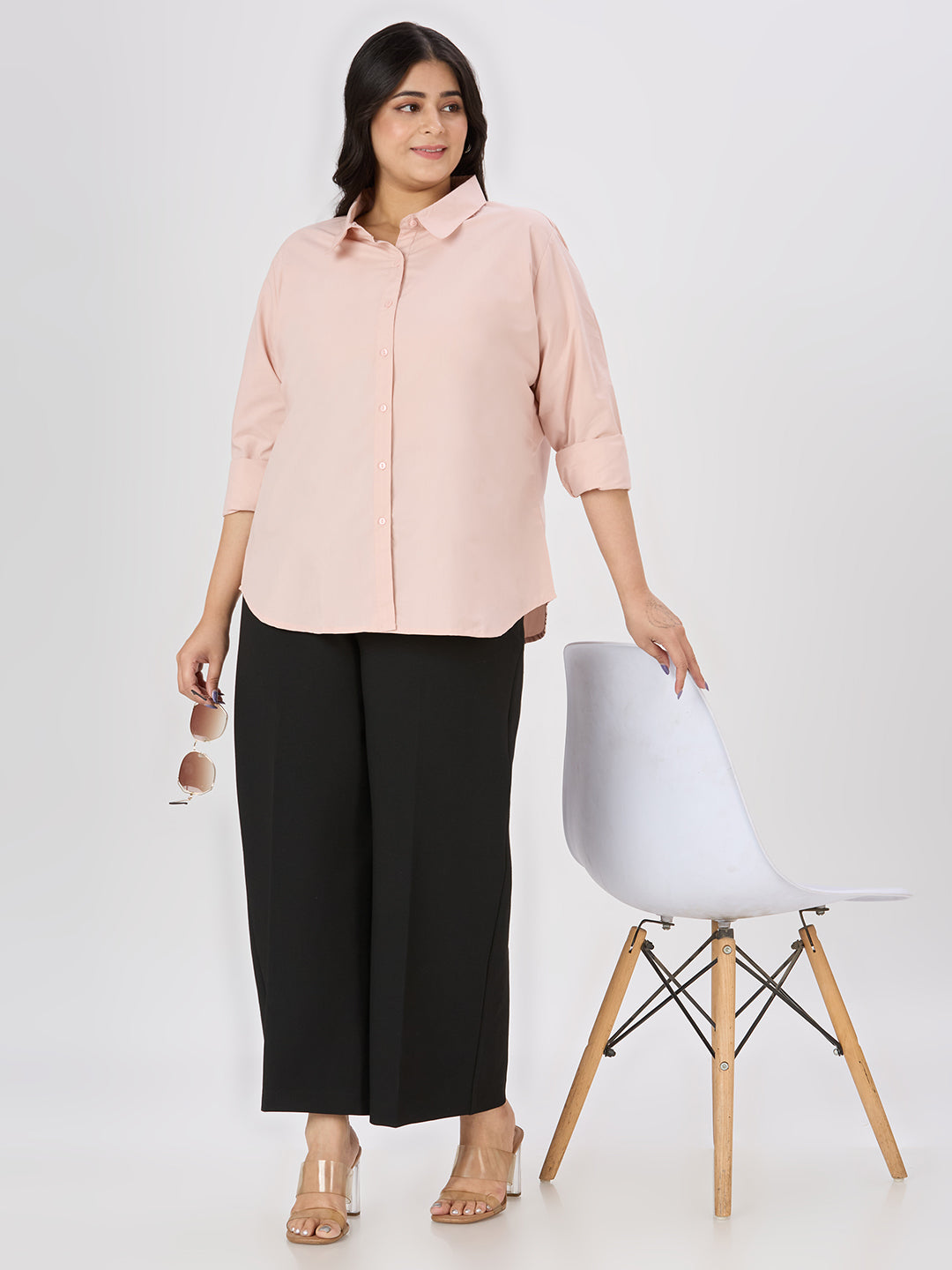 Style Quotient Women Nude Polycotton Formal Shirt-Shirts-StyleQuotient