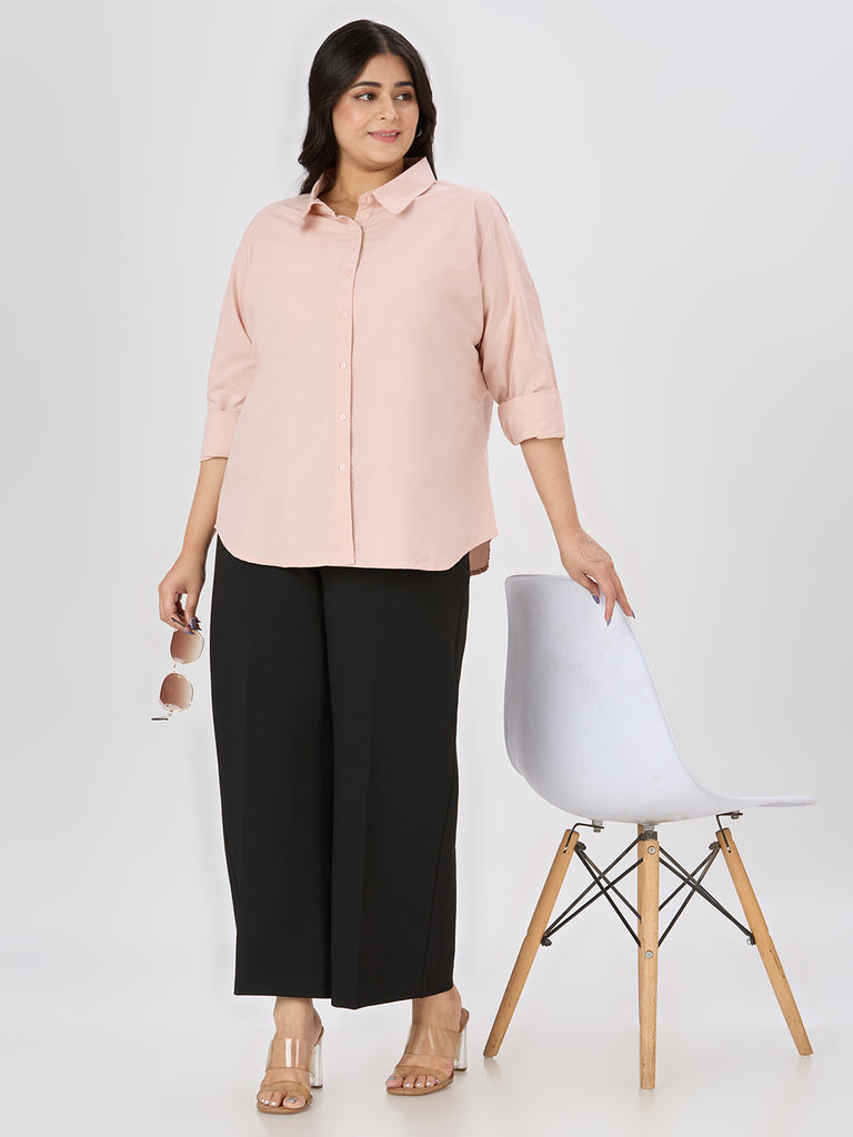Style Quotient Women Nude Polycotton Formal Shirt-Shirts-StyleQuotient