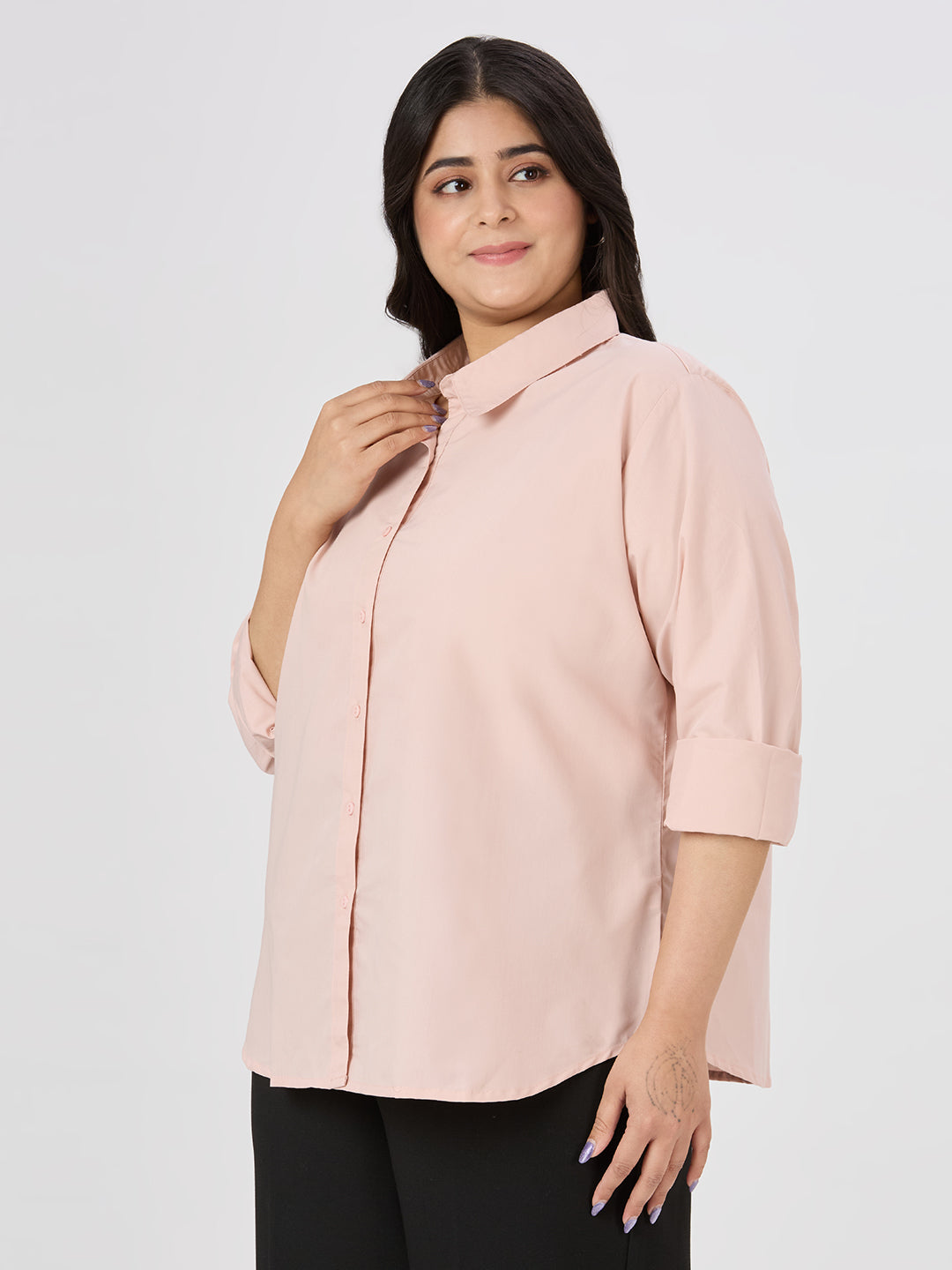 Style Quotient Women Nude Polycotton Formal Shirt-Shirts-StyleQuotient
