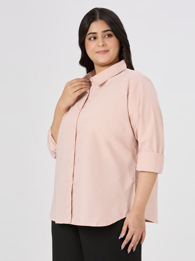Style Quotient Women Nude Polycotton Formal Shirt-Shirts-StyleQuotient
