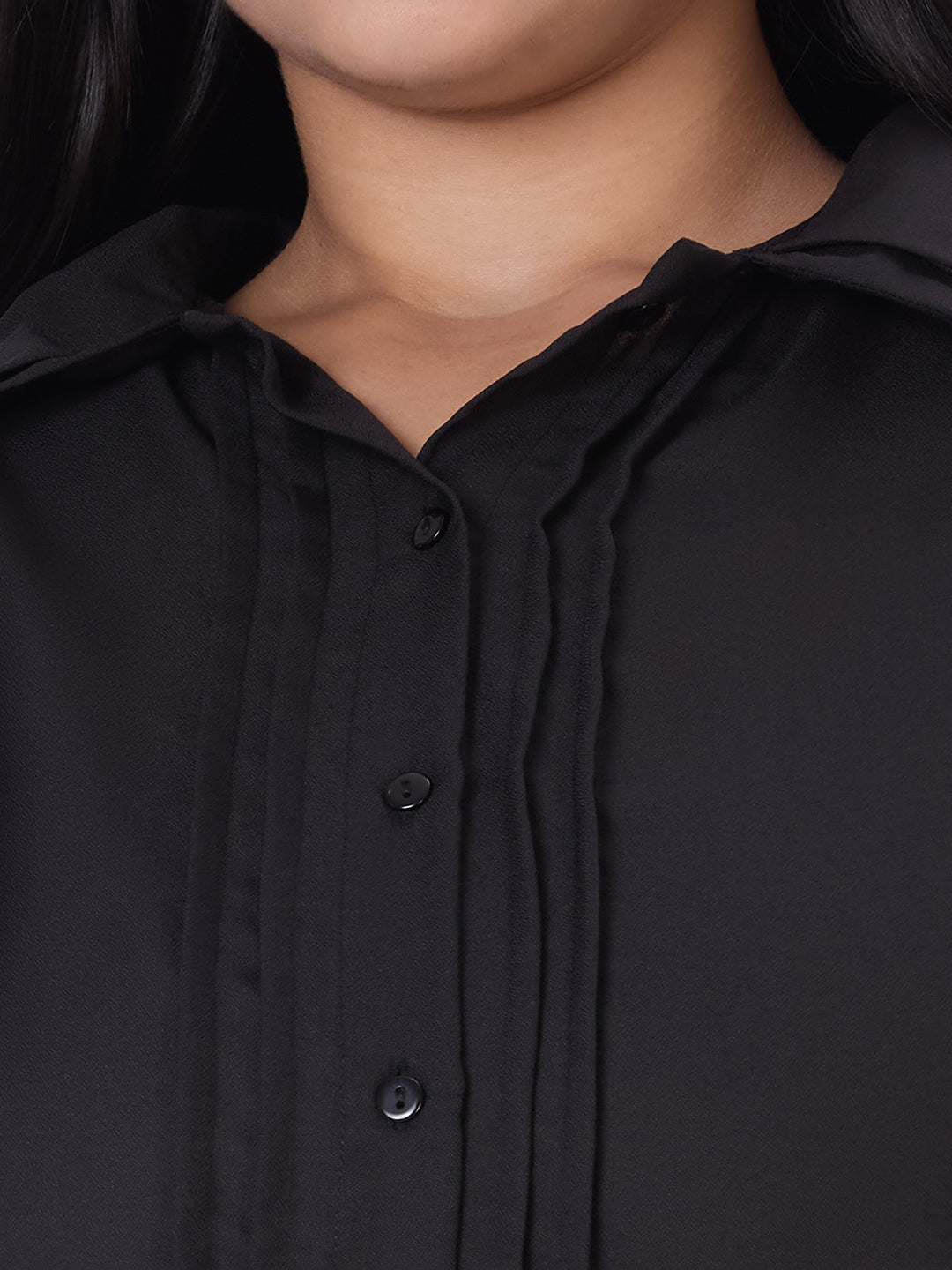 Style Quotient Women Black Polyester Formal Shirt-Shirts-StyleQuotient