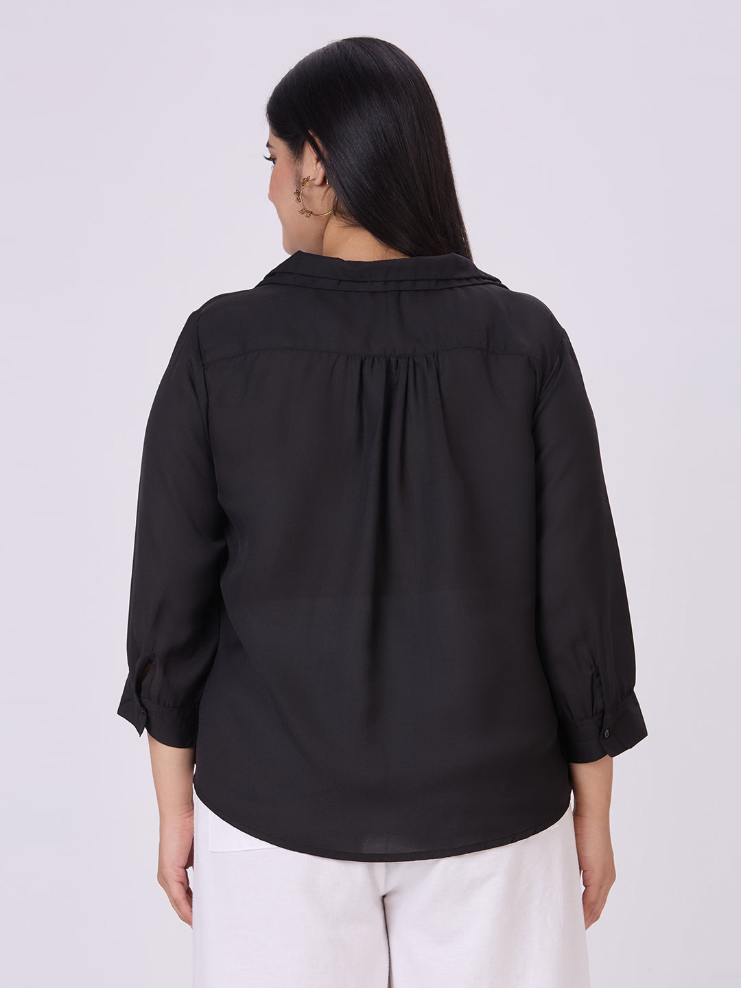 Style Quotient Women Black Polyester Formal Shirt-Shirts-StyleQuotient