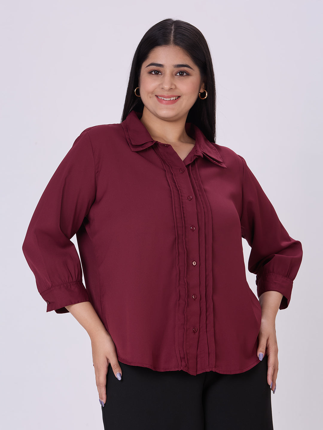 Style Quotient Women Maroon Polyester Formal Shirt-Shirts-StyleQuotient