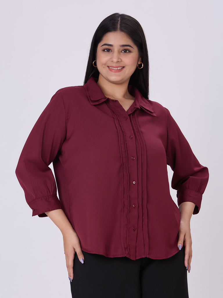 Style Quotient Women Maroon Polyester Formal Shirt-Shirts-StyleQuotient