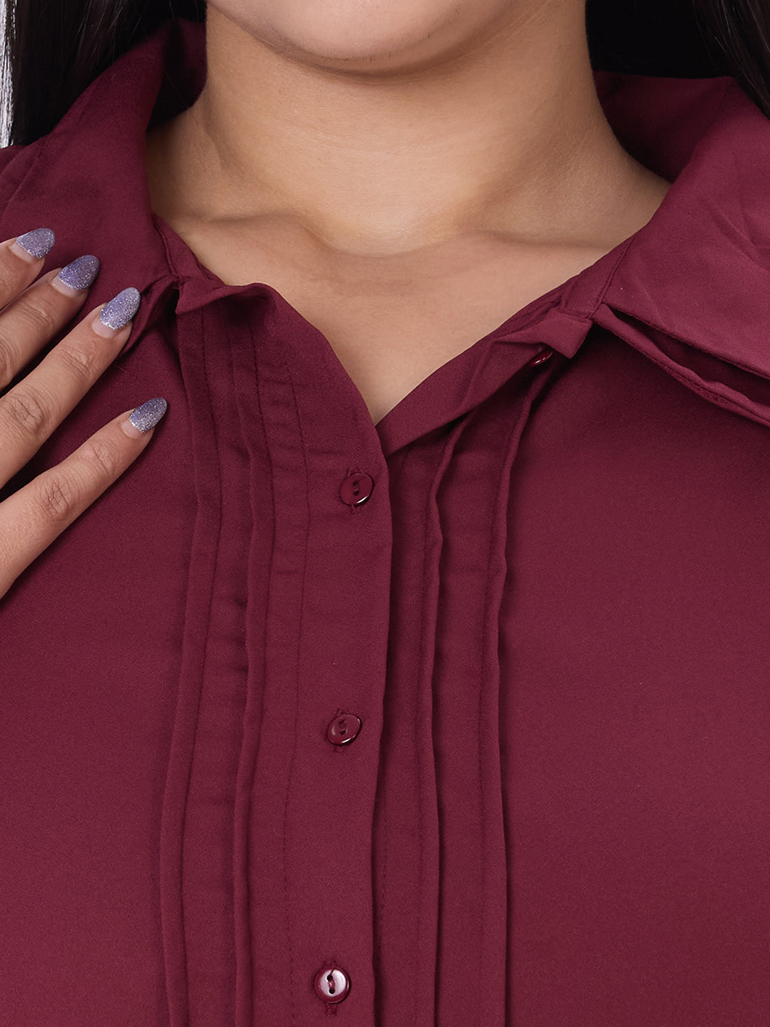 Style Quotient Women Maroon Polyester Formal Shirt-Shirts-StyleQuotient