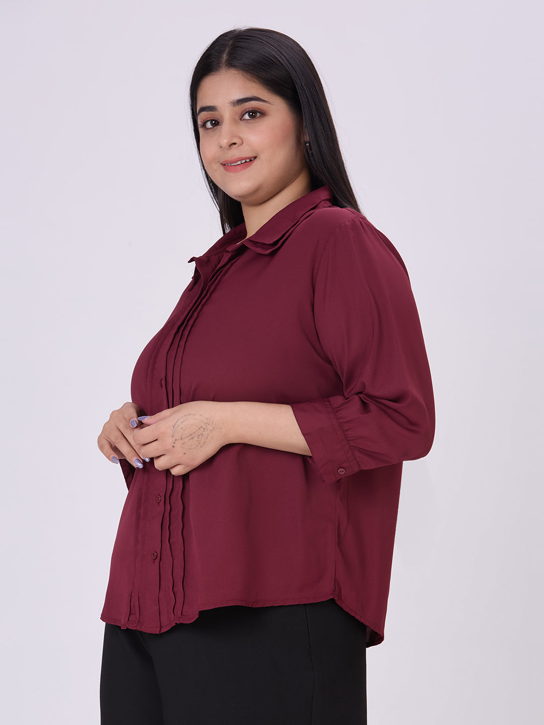 Style Quotient Women Maroon Polyester Formal Shirt-Shirts-StyleQuotient