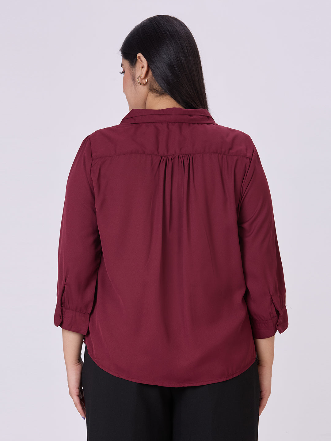 Style Quotient Women Maroon Polyester Formal Shirt-Shirts-StyleQuotient