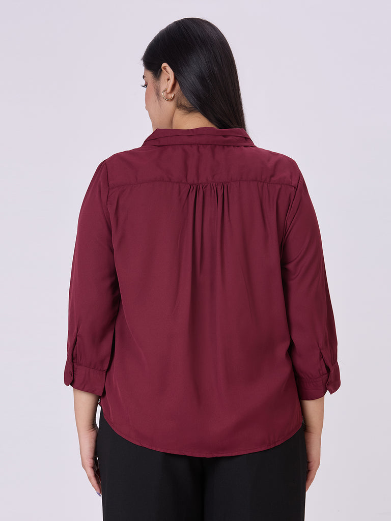 Style Quotient Women Maroon Polyester Formal Shirt-Shirts-StyleQuotient