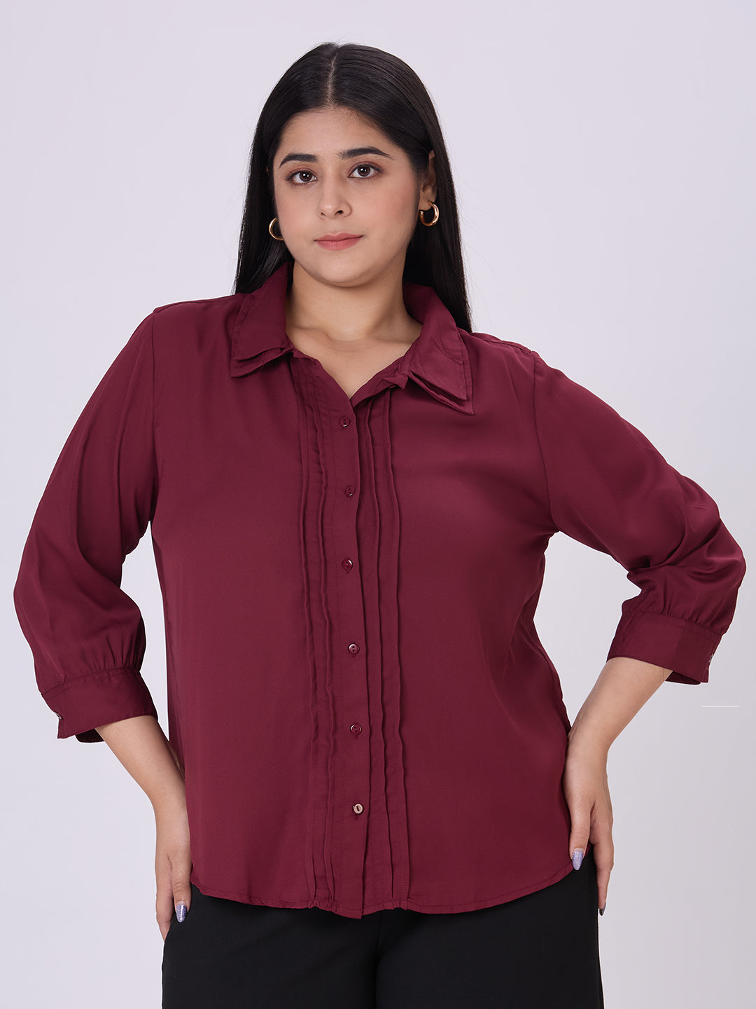 Style Quotient Women Maroon Polyester Formal Shirt-Shirts-StyleQuotient