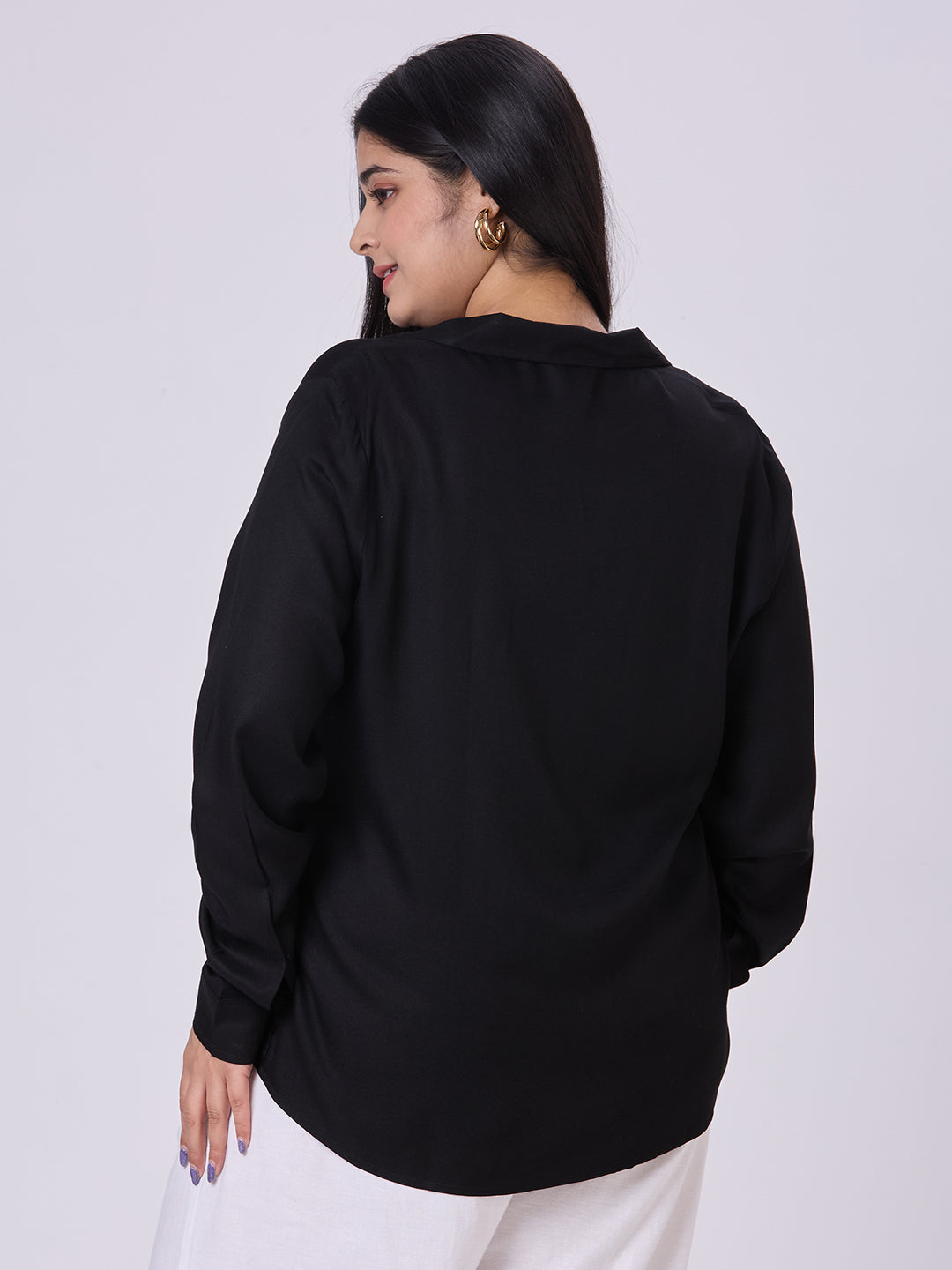Style Quotient Women Black Rayon Formal Shirt-Shirts-StyleQuotient