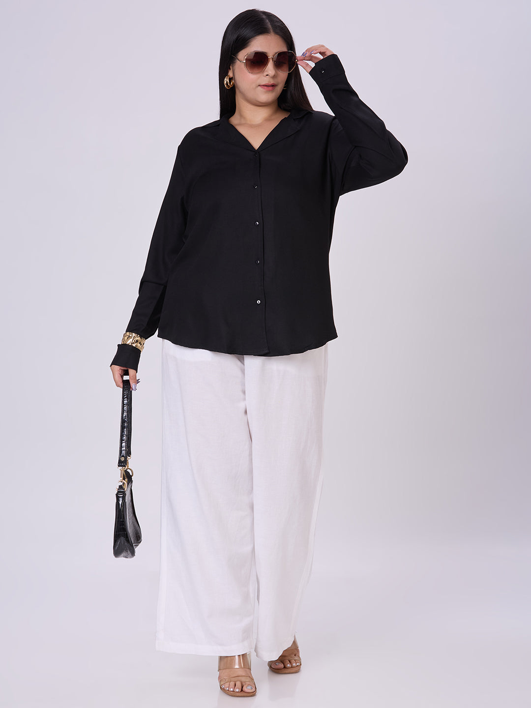 Style Quotient Women Black Rayon Formal Shirt-Shirts-StyleQuotient