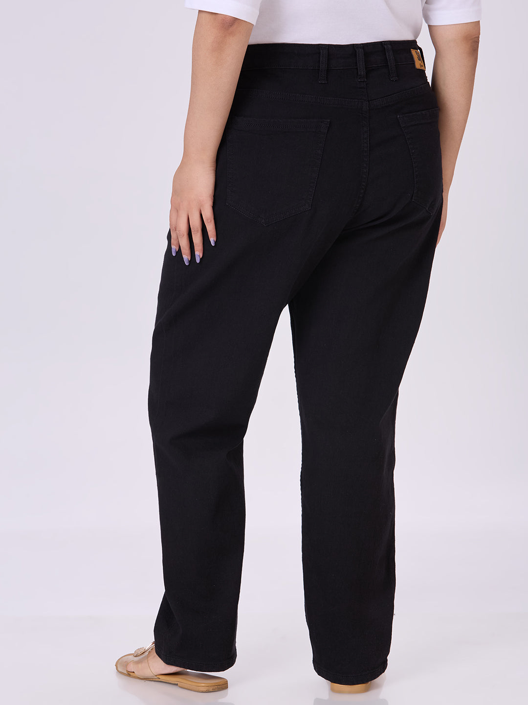 style quotient women plus size black straight fit high rise stretchable jeans-Jeans-StyleQuotient