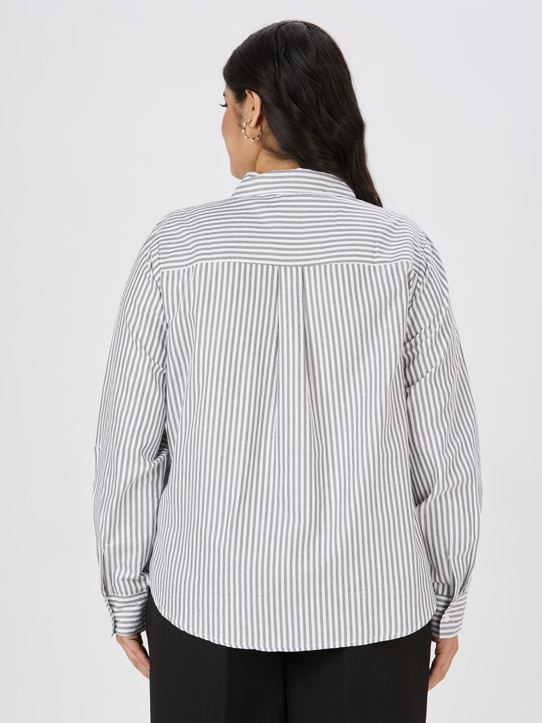 Style Quotient Women Black White Polycotton Formal Shirt-Shirts-StyleQuotient