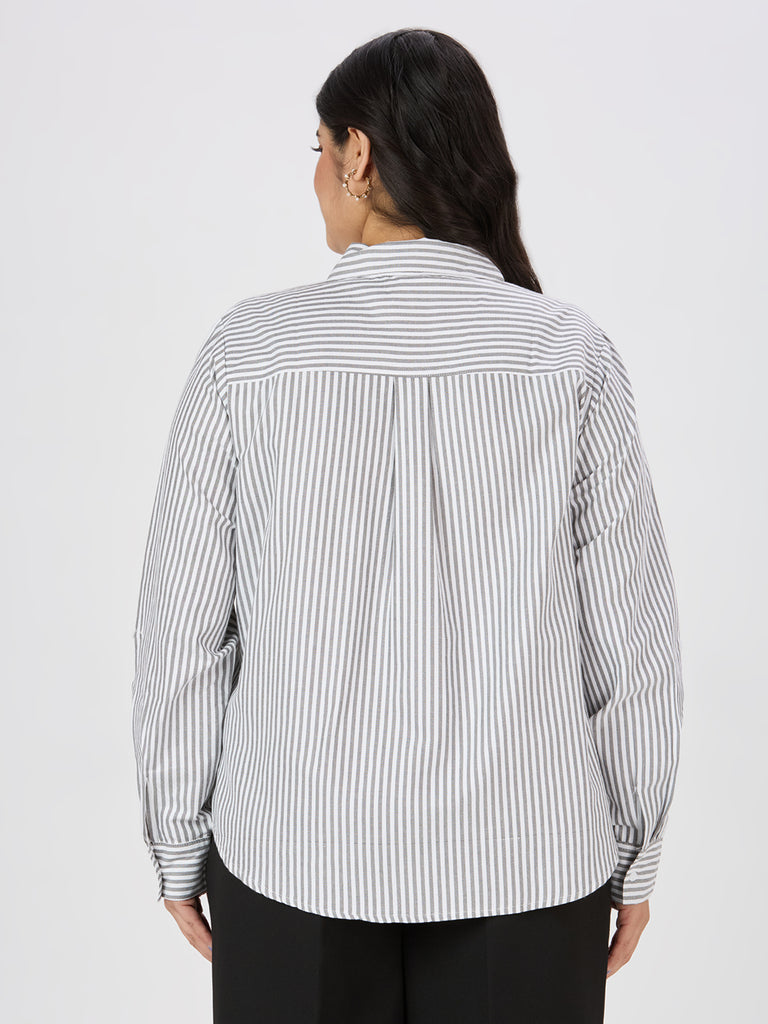 Style Quotient Women Black White Polycotton Formal Shirt-Shirts-StyleQuotient