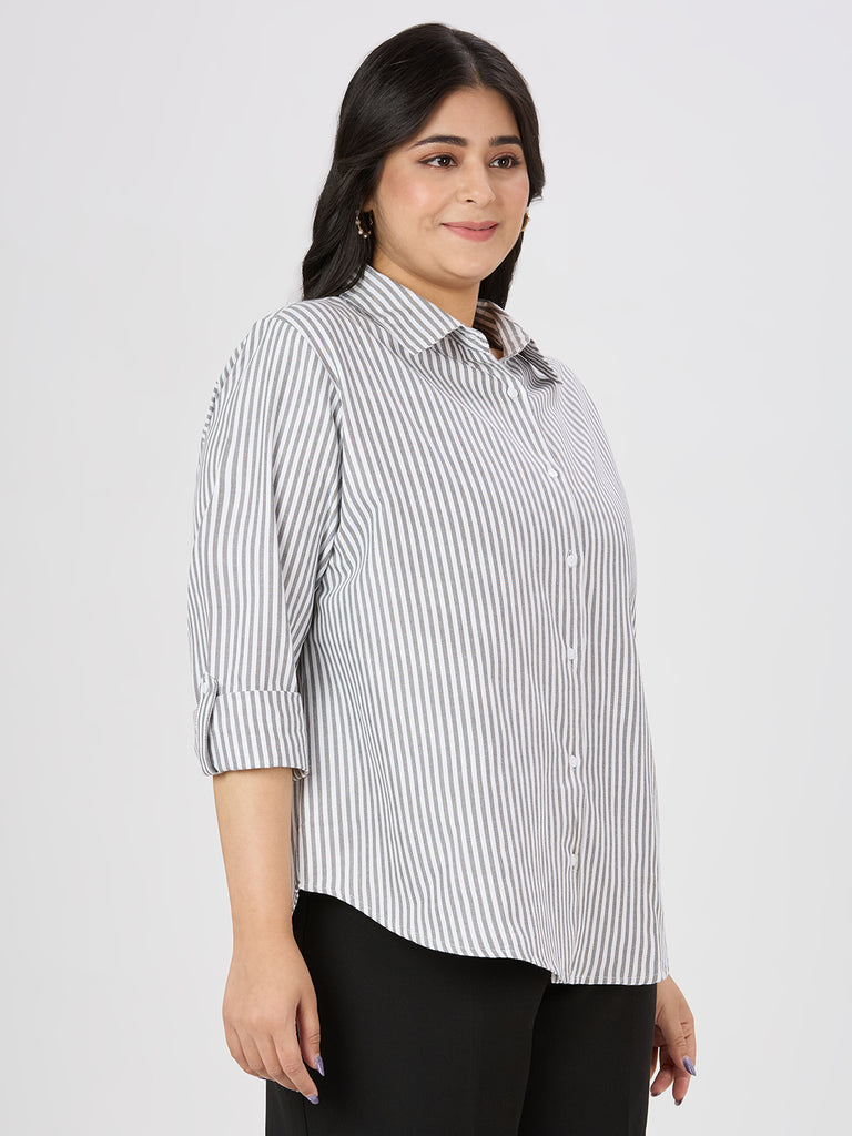 Style Quotient Women Black White Polycotton Formal Shirt-Shirts-StyleQuotient