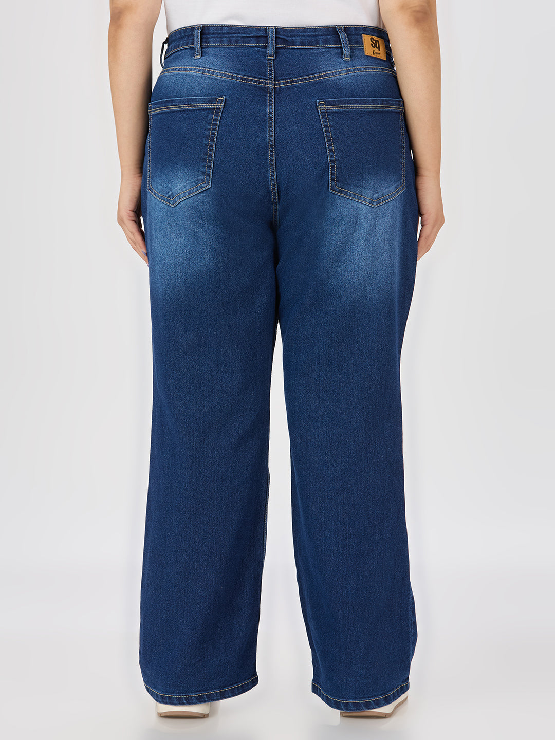 Style Quotient Women Plus Size Dark Blue Boot Cut High Rise Stretchable Jeans-Jeans-StyleQuotient