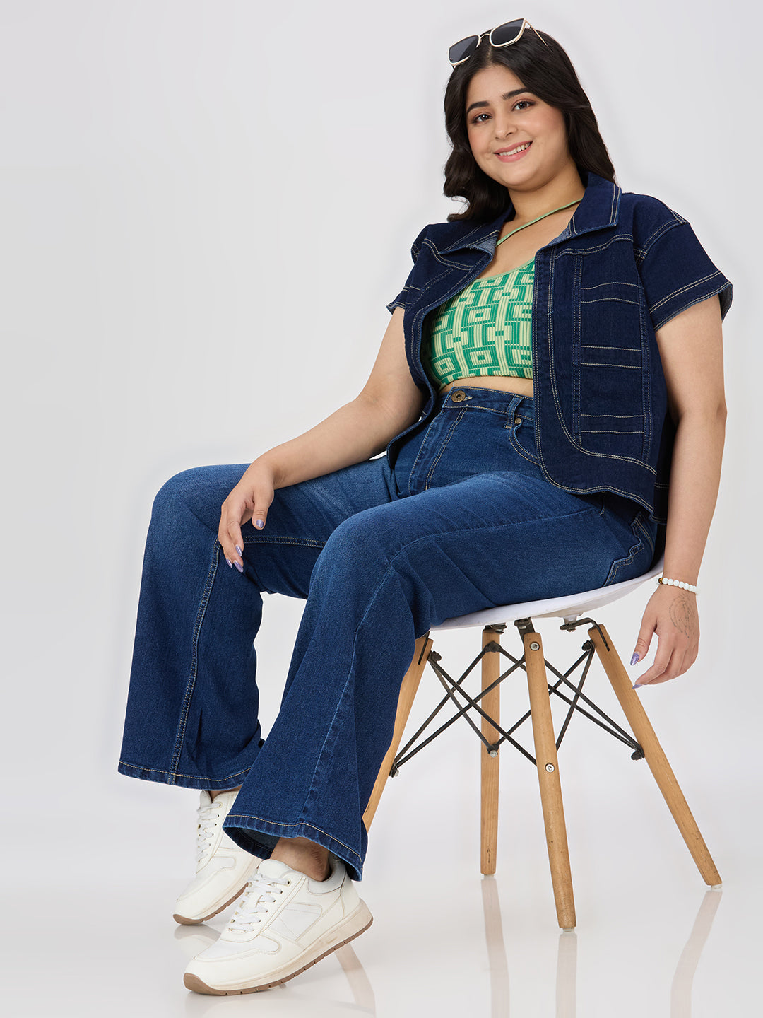 Style Quotient Women Plus Size Dark Blue Boot Cut High Rise Stretchable Jeans-Jeans-StyleQuotient