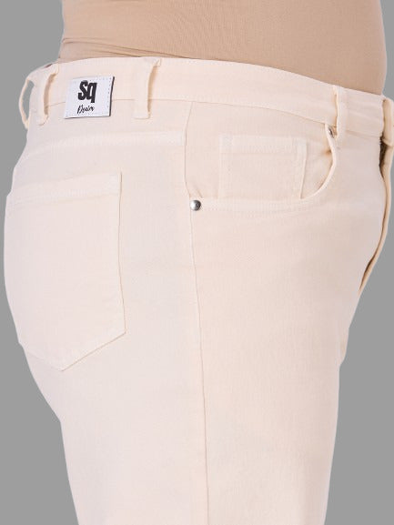 Style Quotient Women Plus Size Off White Boot Cut High Rise Stretchable Jeans-Jeans-StyleQuotient