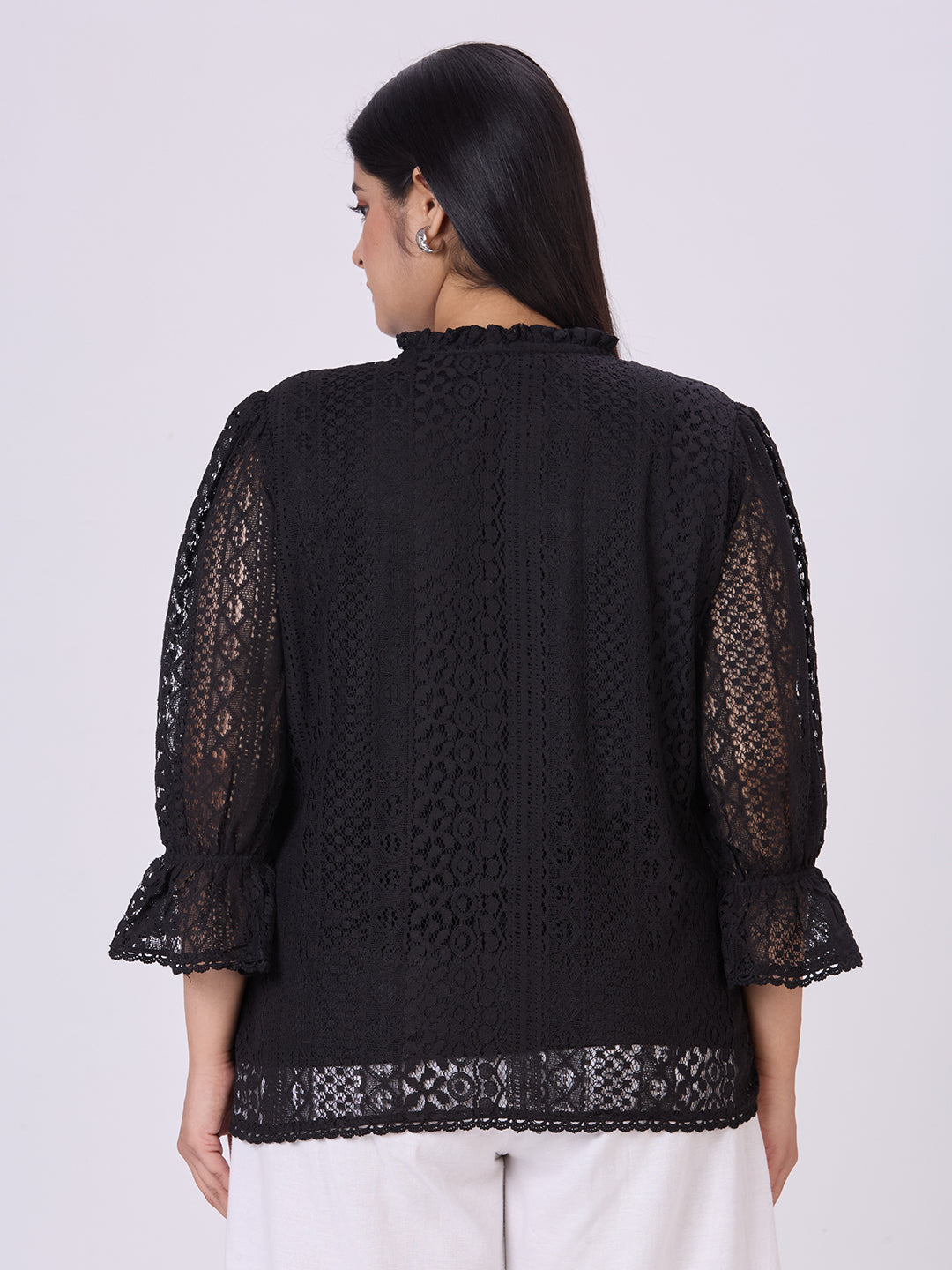 Style Quotient Women Black Lace top-Tops-StyleQuotient