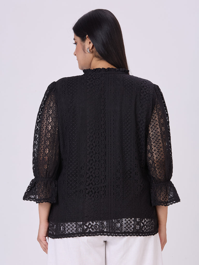 Style Quotient Women Black Lace top-Tops-StyleQuotient