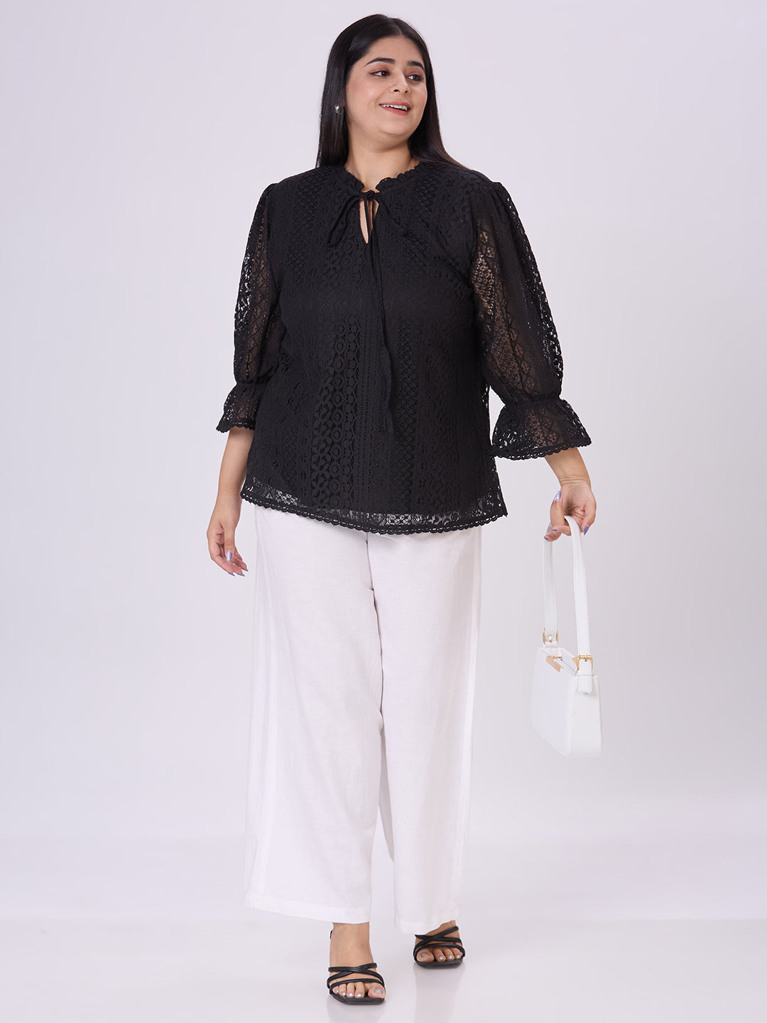 Style Quotient Women Black Lace top-Tops-StyleQuotient