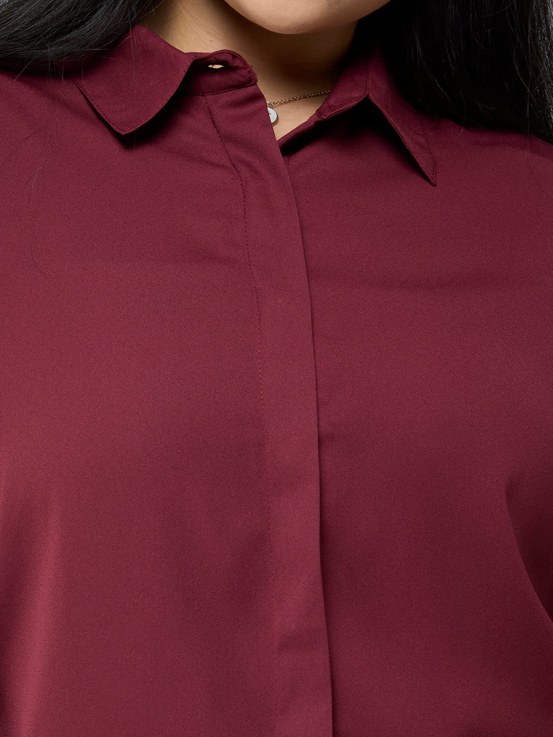 Style Quotient Plus Size Women Maroon Polyester Formal Shirt-Shirts-StyleQuotient