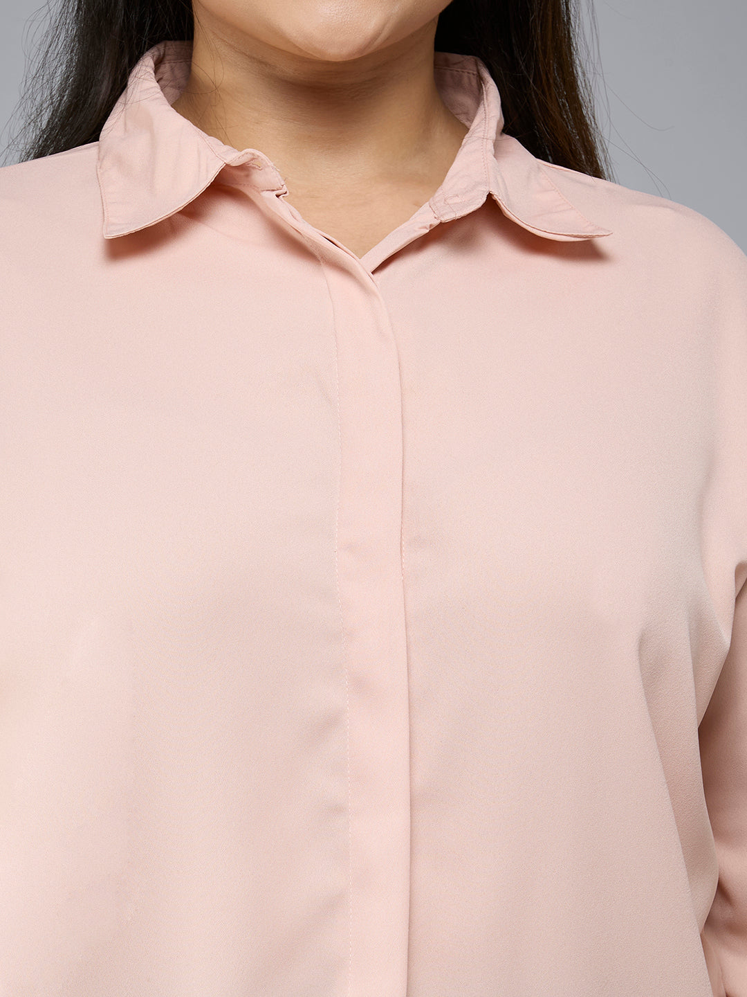 Style Quotient Plus Size Women Nude Polyester Formal Shirt-Shirts-StyleQuotient