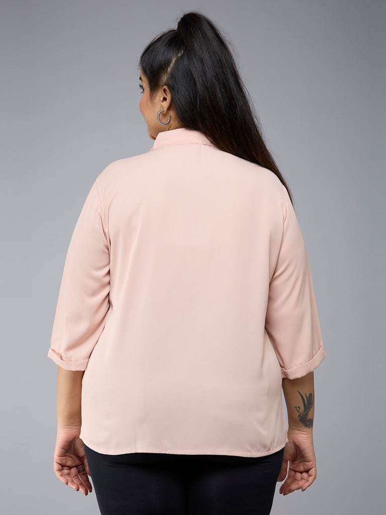 Style Quotient Plus Size Women Nude Polyester Formal Shirt-Shirts-StyleQuotient
