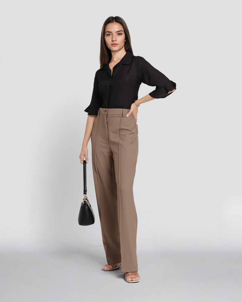 Style Quotient Women Solid Black Shirt Style Top-Tops-StyleQuotient