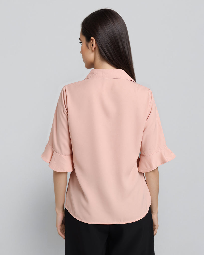 Style Quotient Women Solid Nude Shirt Style Top-Tops-StyleQuotient