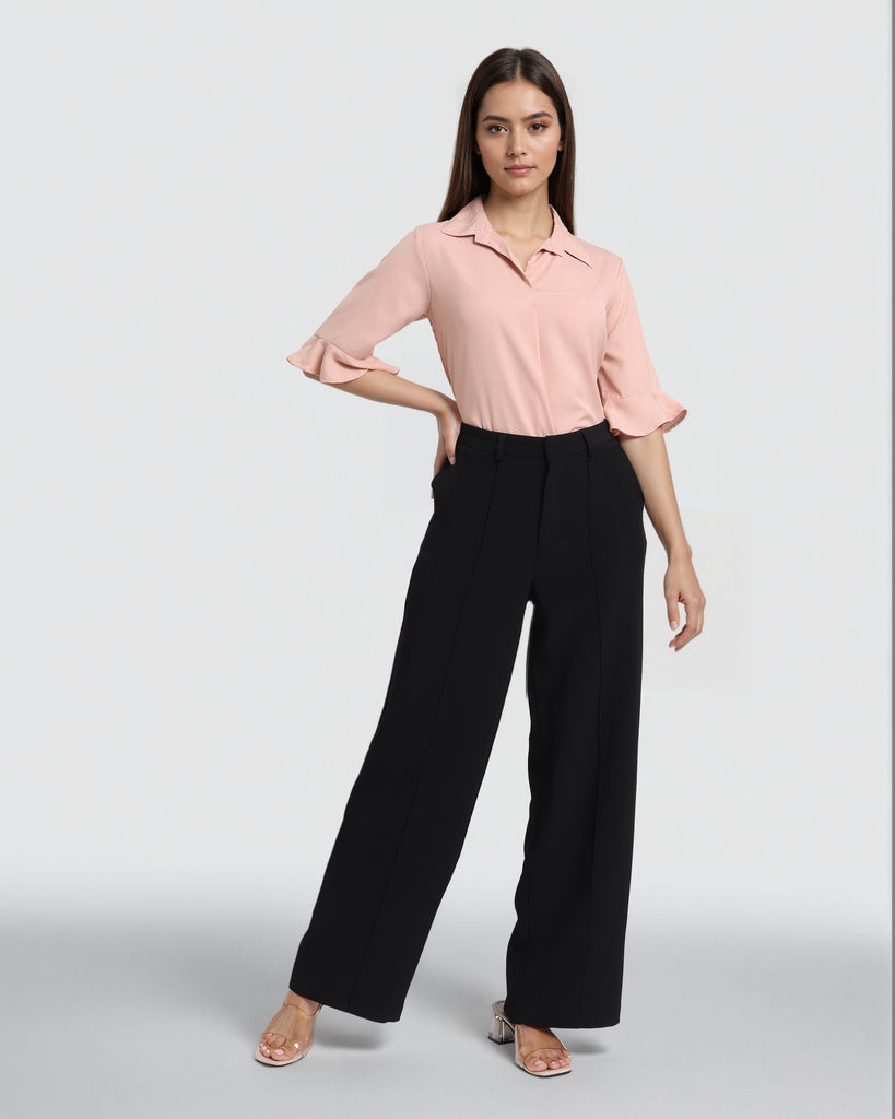 Style Quotient Women Solid Nude Shirt Style Top-Tops-StyleQuotient