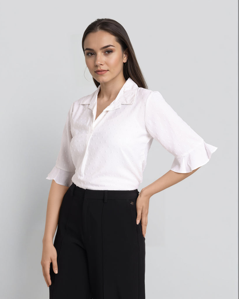 Style Quotient Women Solid White Shirt Style Top-Tops-StyleQuotient