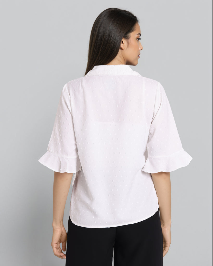 Style Quotient Women Solid White Shirt Style Top-Tops-StyleQuotient
