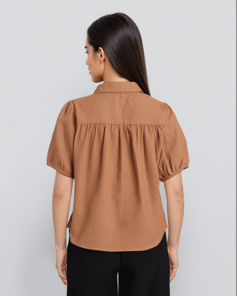 Style Quotient Women Texture Tan Shirt-Shirts-StyleQuotient