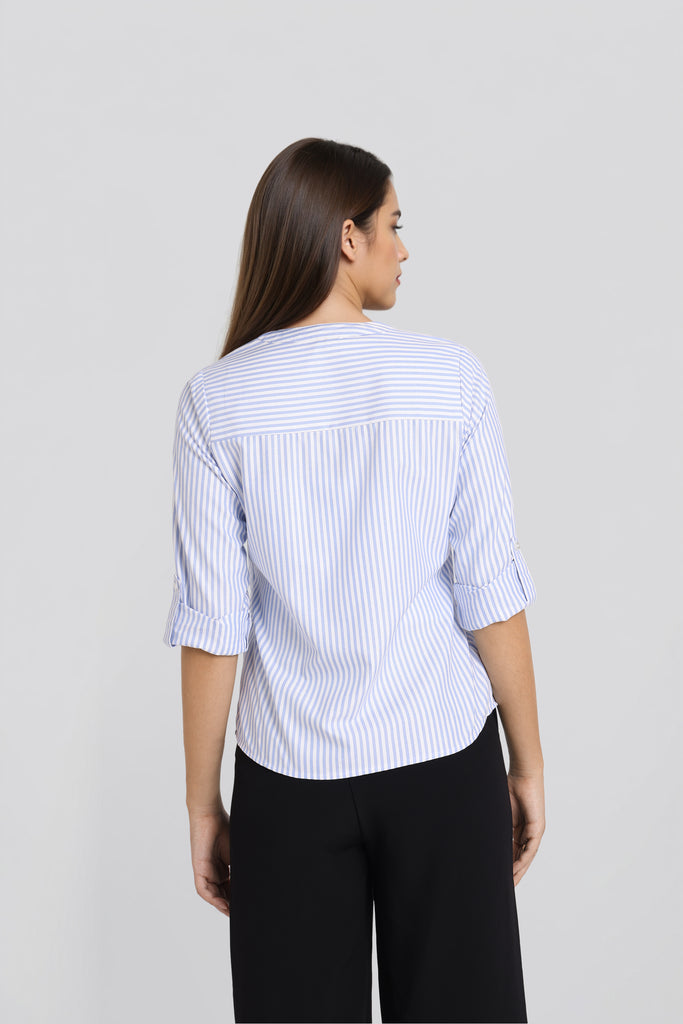 Style Quotient Women mandarin collar shirt-Shirts-StyleQuotient
